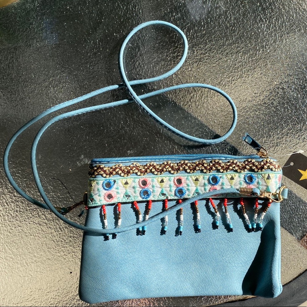 Vintage Hand-sewn crossbody beaded bag